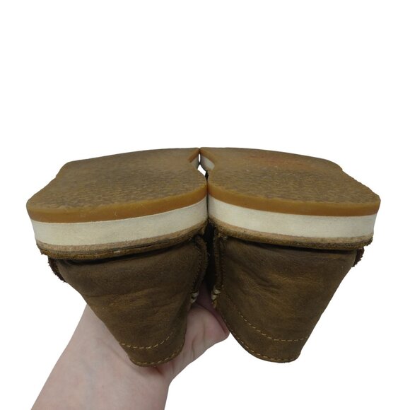 Rank-45 Brown Leather Embroidered Sunflower Slip On Flats Loafers Womens 8 - Picture 11 of 13